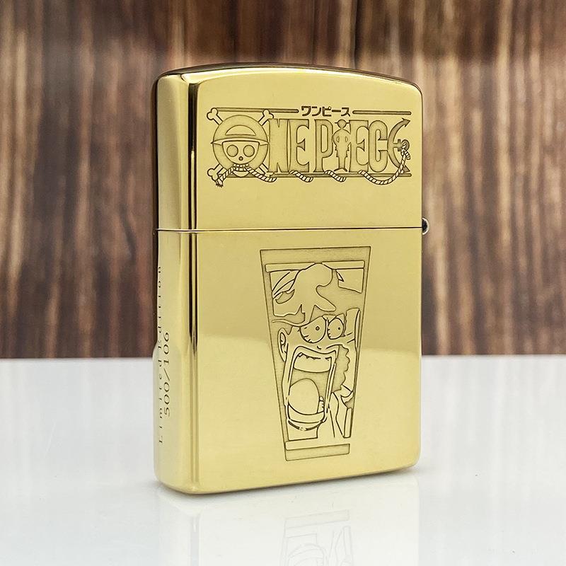 One Piece Wanted Usopp Engraved Gold Lighter Zippo