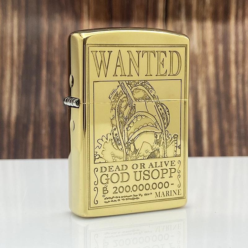 One Piece Wanted Usopp Engraved Gold Lighter Zippo