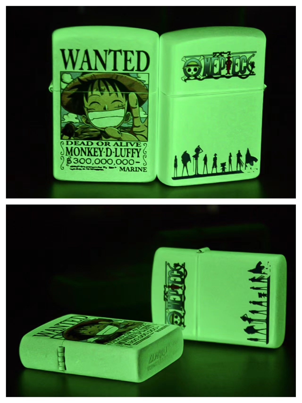 One Piece Luffy Wanted Luminous Fluorescence Lighter Zippo