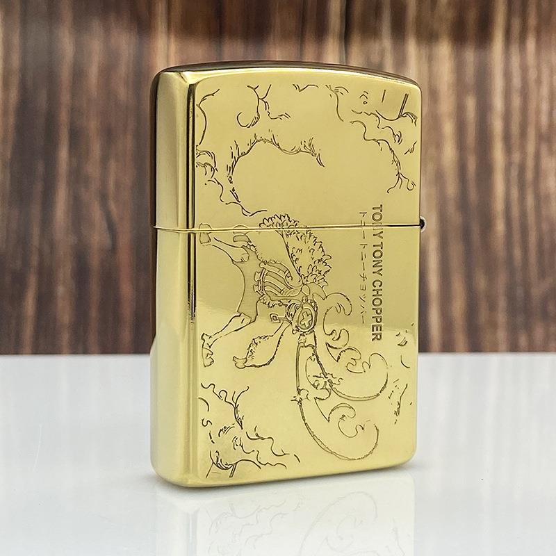 One Piece Wanted Chopper Engraved Gold Lighter Zippo
