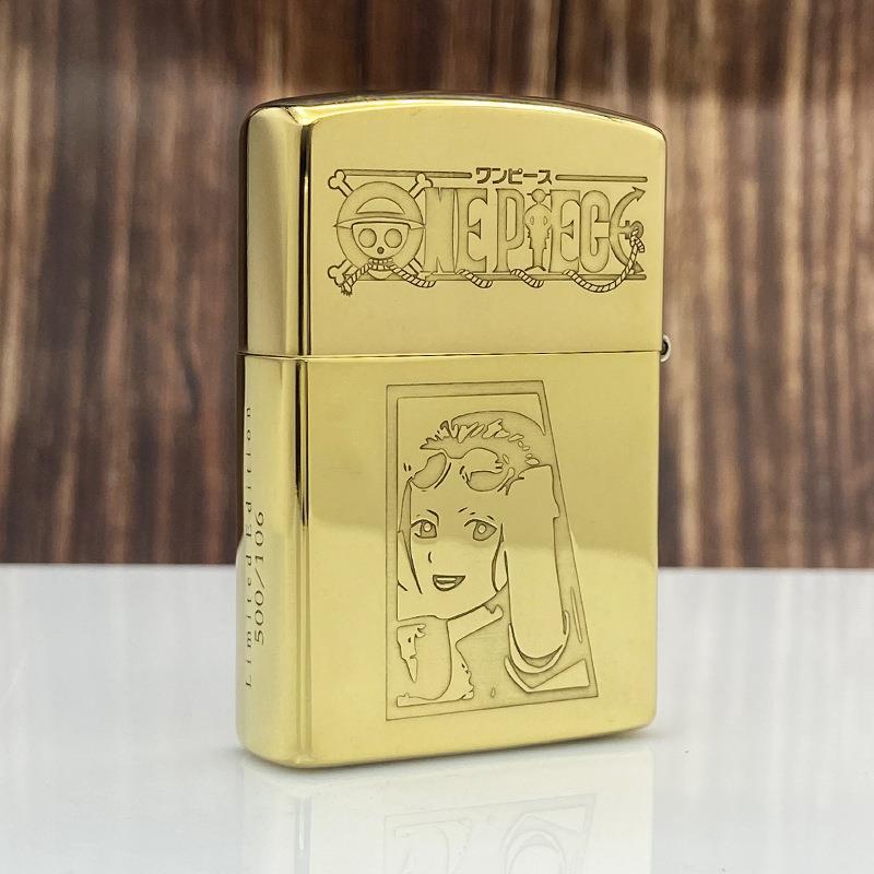 One Piece Wanted Nico Robin Engraved Gold Lighter Zippo